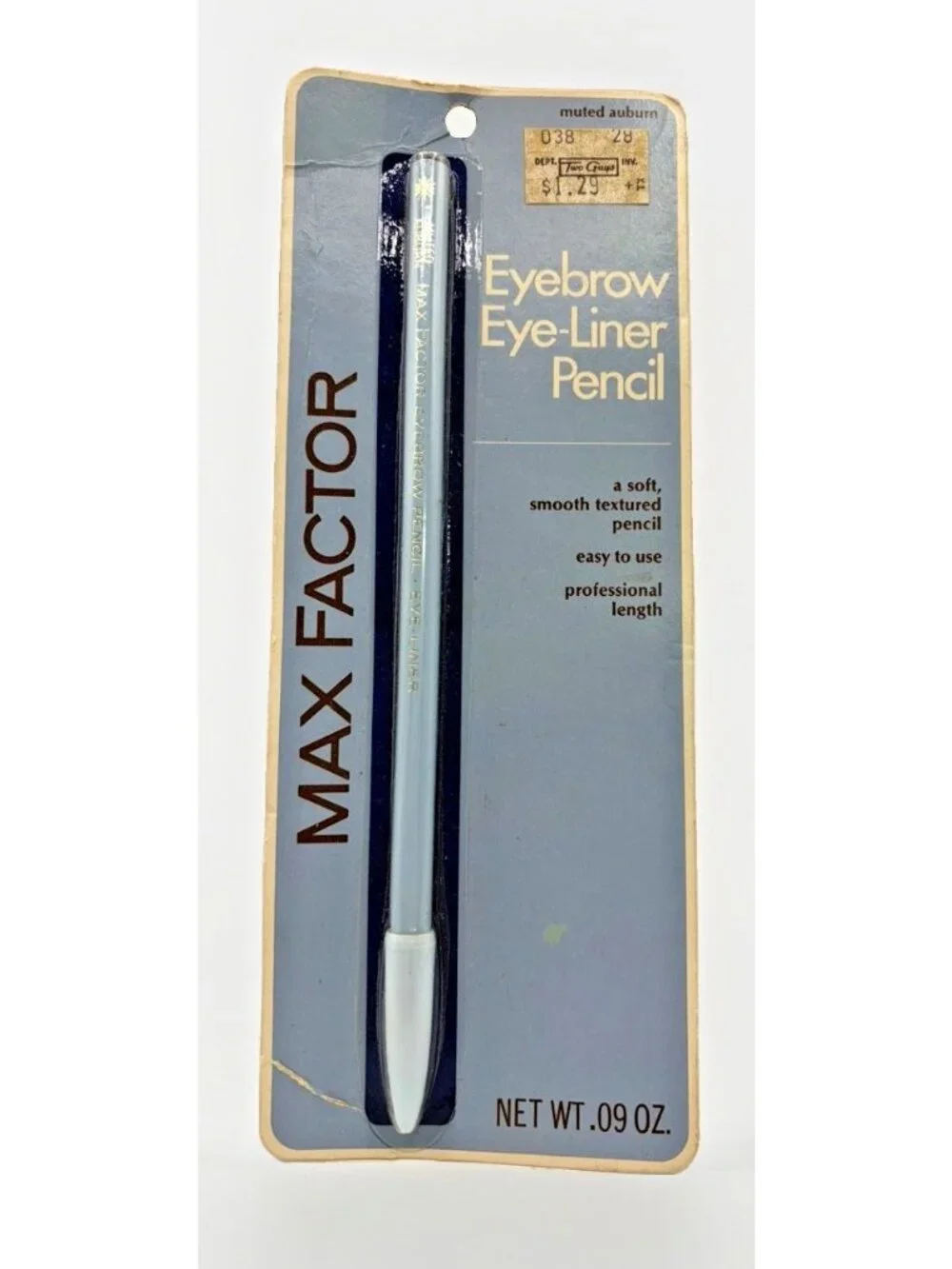 Vintage Max Factor Eyebrow Eyeliner Muted Auburn .09 Oz NIP HTF Prop Collectible